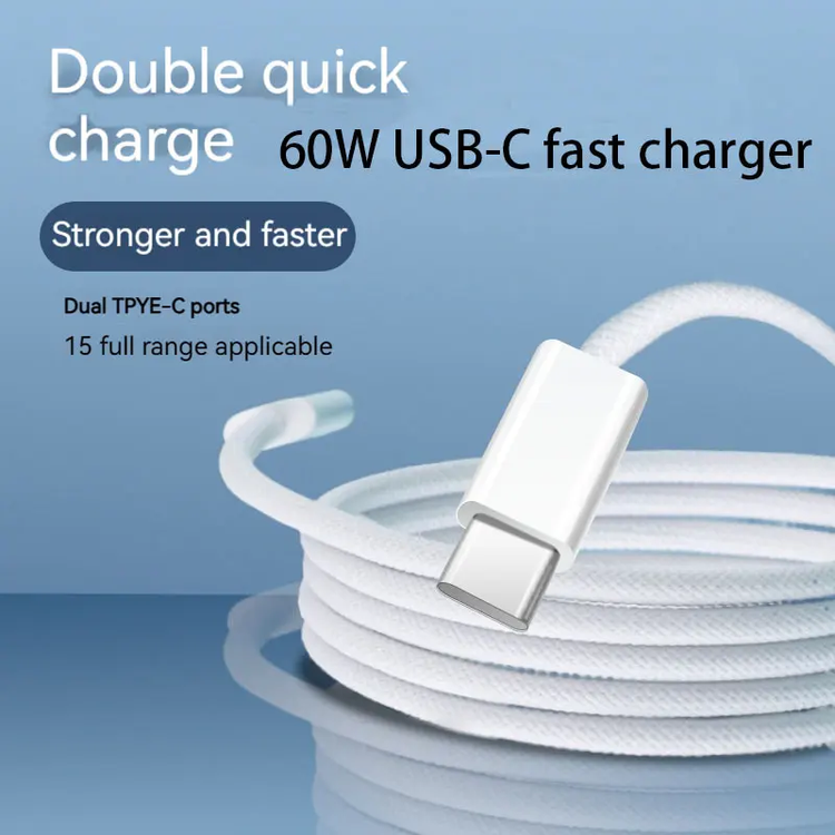 USB-C to USB-C Charging & Data Cable – 60W, 1M Cable Braided