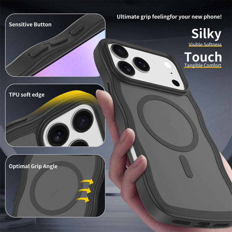 Matte Curly Wave Phone Case – Luxury Design with MagSafe Compatibility