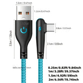 Fast Charging USB Type-A to Type-C 1m Data Cable 