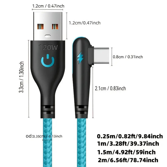 Fast Charging USB Type-A to Type-C 1m Data Cable 