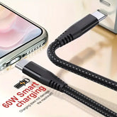 C to type C cables, (60W) nylon braided 3A Fast Charger