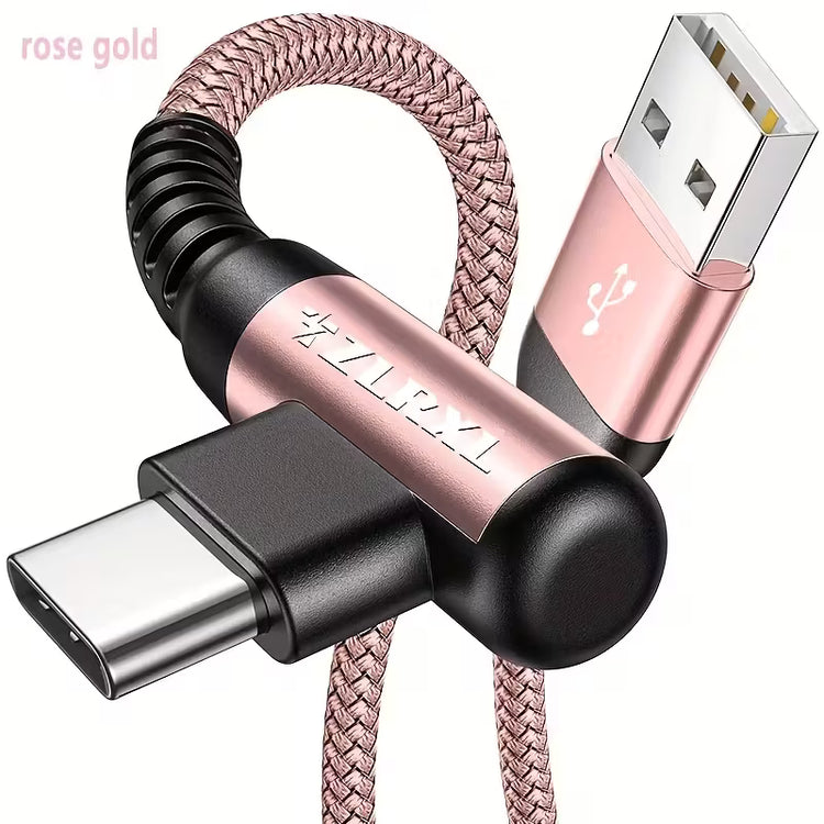 Fast Charging USB to USB-C Cable with Right-Angle Design