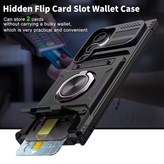 Samsung S23 Ultra / S24 Ultra / S25 Ultra Heavy-Duty Shockproof Phone Case with Metal Stand & Card Slot