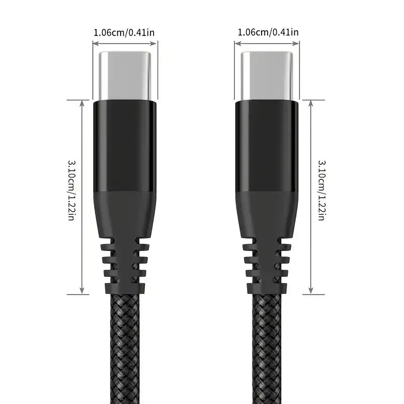 C to type C cables, (60W) nylon braided 3A Fast Charger