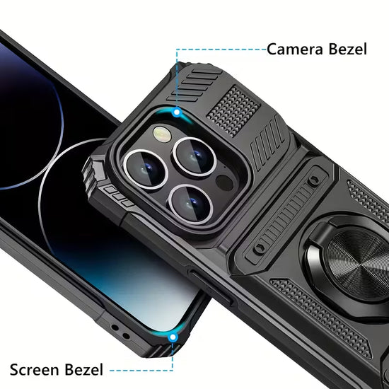 Shockproof Heavy-Duty Hard Phone Case with a Stand And Card Slot, Compatible with for iPhone
