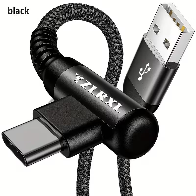Fast Charging USB to USB-C Cable with Right-Angle Design