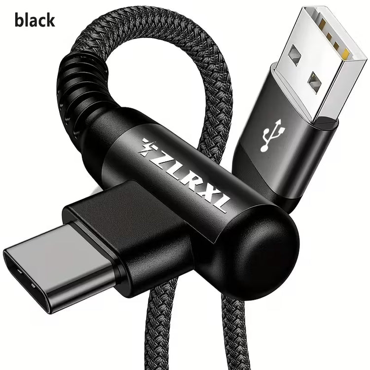 Fast Charging USB to USB-C Cable with Right-Angle Design
