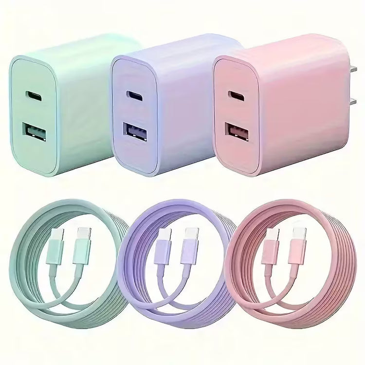 20W USB-C Fast Charger + 6FT Braided Charging Cable 