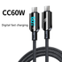 100W / 60W Fast Charging Nylon Braided PD Cable with LED Display –1.2M
