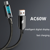 100W / 60W Fast Charging Nylon Braided PD Cable with LED Display –1.2M