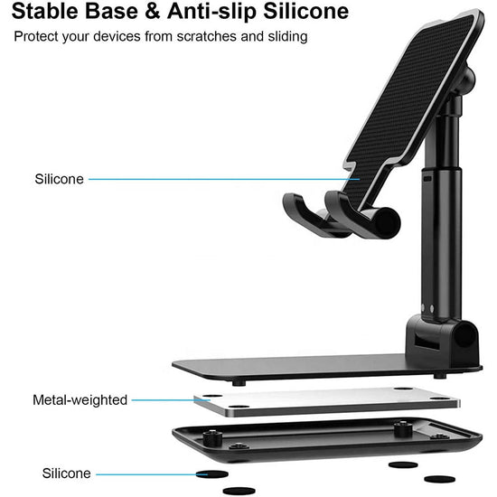 Adjustable Desktop Tablet & Phone Holder Stand – Foldable.