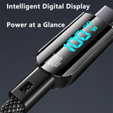 100W / 60W Fast Charging Nylon Braided PD Cable with LED Display –1.2M