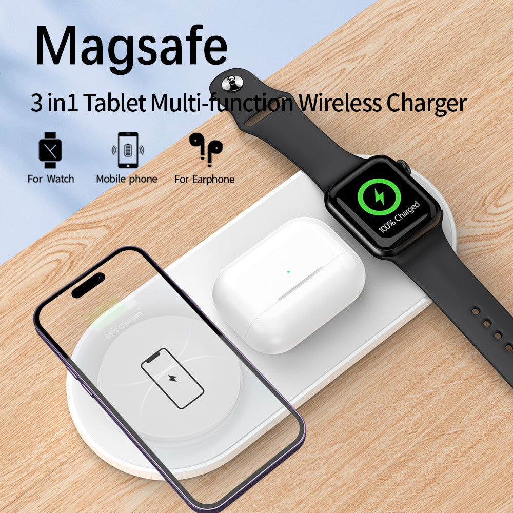 Portable Wireless Phone Chargers Pad Dock 15W 3-in-1 
