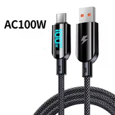 100W / 60W Fast Charging Nylon Braided PD Cable with LED Display –1.2M