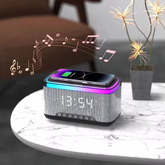 Wireless Fast Charger with Bluetooth Speaker, Smart Alarm