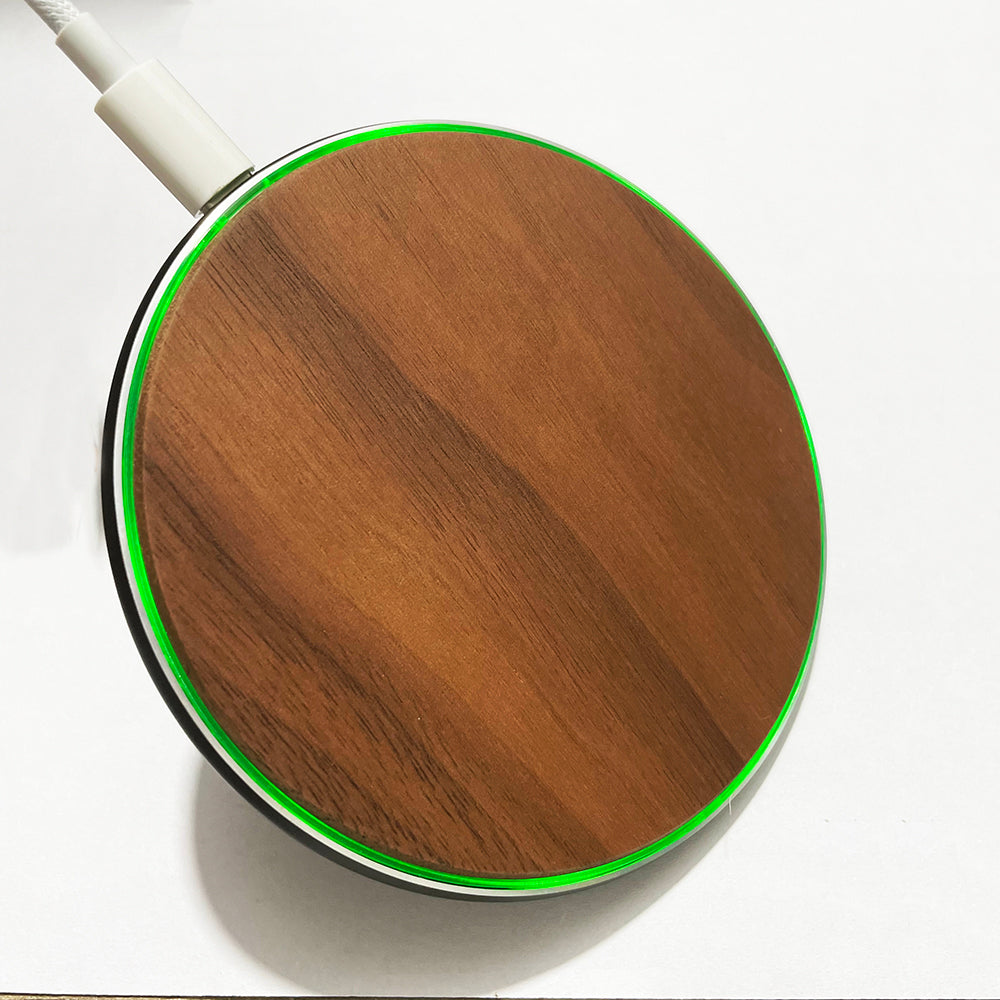 Eco-Friendly Wooden Wireless Charger Pad – 15W Fast Charging