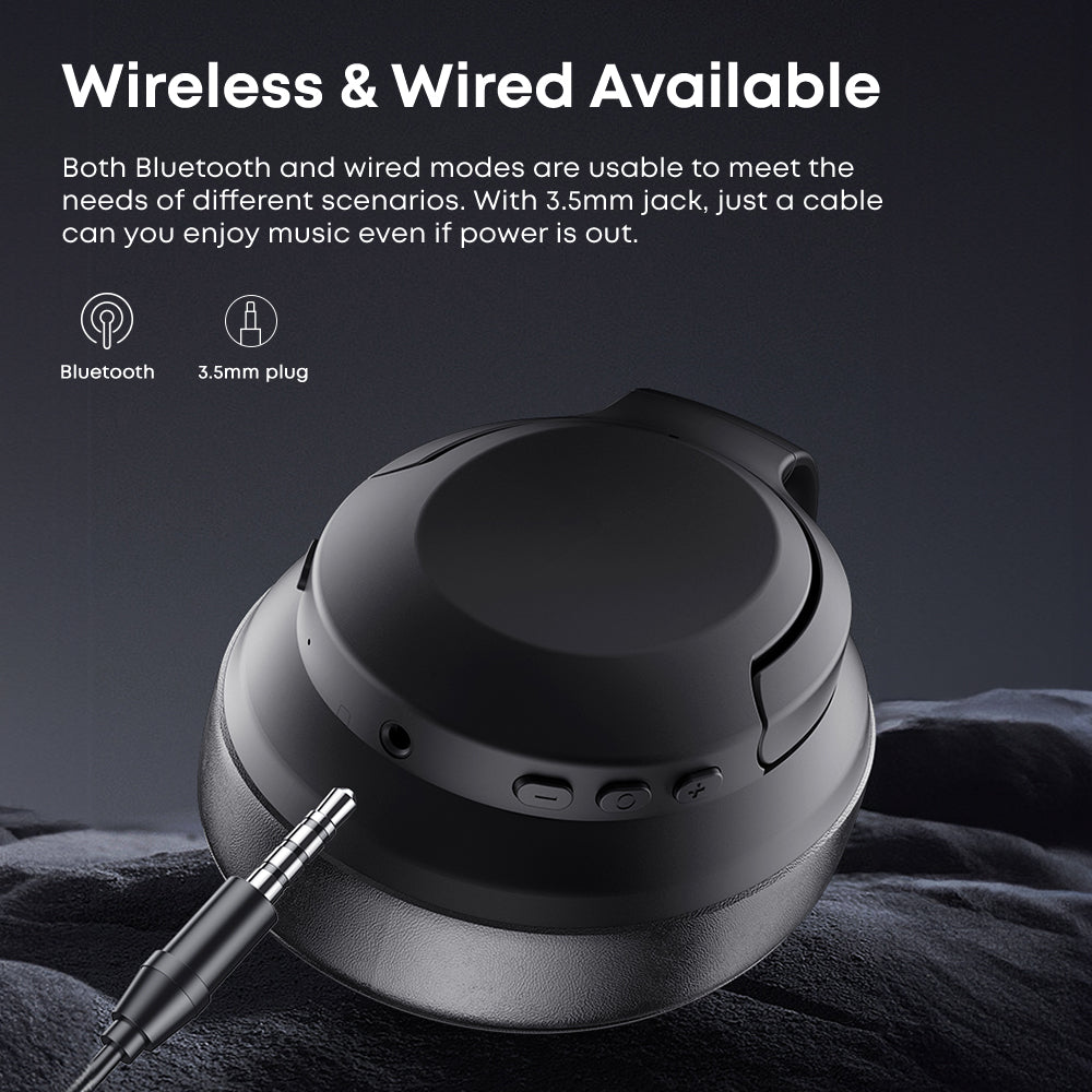 Wireless Head-Mounted Bluetooth Headphones – Noise-Canceling