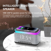 Wireless Fast Charger with Bluetooth Speaker, Smart Alarm