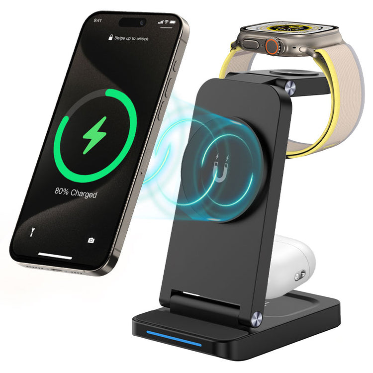 Magnetic Wireless Charger Stand – 15W Fast Charging.