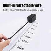 65W GaN Wall Charger with Retractable Cable – Dual USB-A