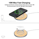 Eco-Friendly Wooden Wireless Charger Pad – 15W Fast Charging
