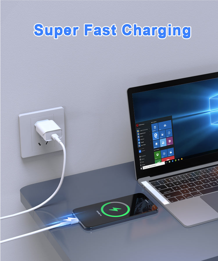 20W USB-C Fast Charger Set Type-C to Type-C 2 Pack Wall Adap