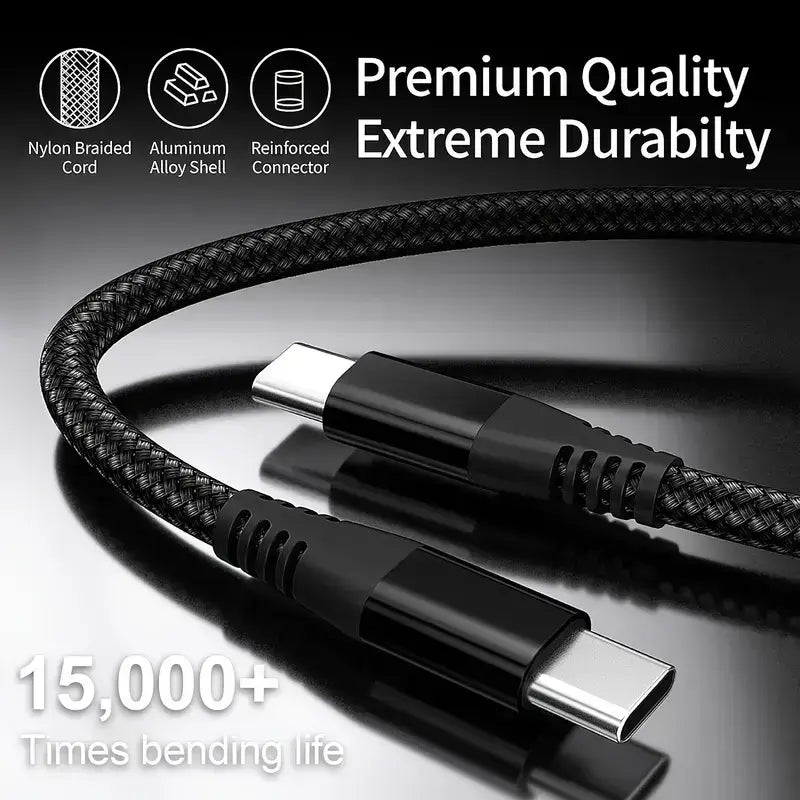 C to type C cables, (60W) nylon braided 3A Fast Charger