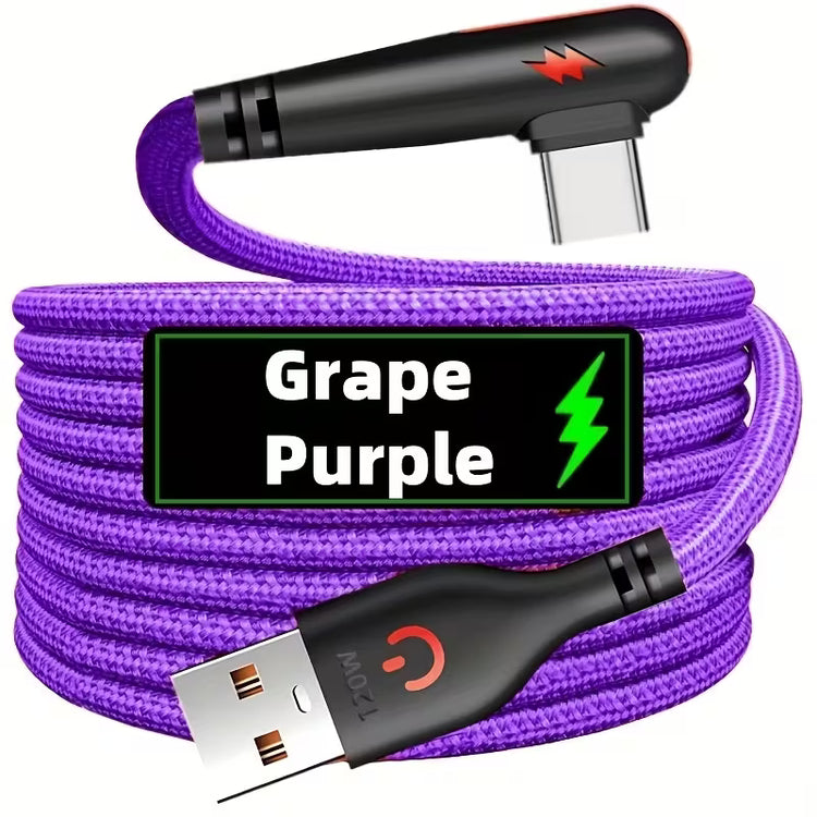 Type C Charger with Right Angle USB C Cable - Braided USBC 3 Pack 3 m